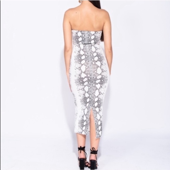 NWT Snake Print Bandeau Bodycon Midi Dress 4 - Picture 3 of 4